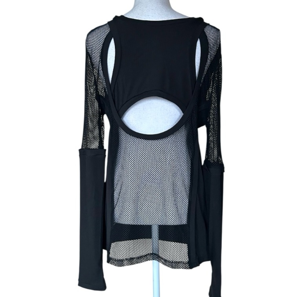 Incerun mesh chest insert long sleeve top XL